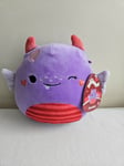 Atwater Love Monster Squishmallow 7.5" Valentines Plush Soft Purple Heart BNWT