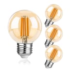 FLSNT Dimmable Edison Ampoule LED E27, G60 Rétro LED Filament Ampoule E27 Vintage, 7W (équivalent 60W), 806LM Blanc Chaud 2700K, Verre ambré, Lot de 4