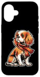 iPhone 16 Cavalier King Charles Spaniel Dog Scarf Pumpkin Thanksgiving Case