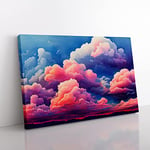 Fluffy Clouds Vol.1 Canvas Wall Art Print Ready to Hang, Framed Picture for Living Room Bedroom Home Office Décor, 76x50 cm (30x20 Inch)