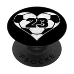 Soccer Number 23 Jersey Funny Soccer Heart Game Day PopSockets Adhesive PopGrip