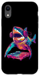 Coque pour iPhone XR Party Shark Disco DJ avec illustration de platine casque