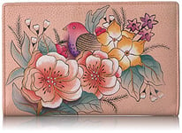 Anna by Anuschka Women's Hand-Painted Leather Two Fold Wallet-Vintage Garden Bifold, One Size