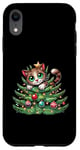 Coque pour iPhone XR Arbre de Noël mignon Père Noël chat dessin animé