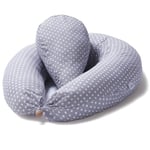 Niimo Coussin de Grossesse pour Dormir et d'allaitement + Petit Oreiller Reducteur Oreiller de Corps Femme Enceinte Housse Cotton Amovible (Gris-Pois Blanc)