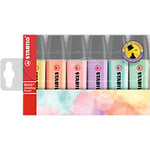 STABILO BOSS ORIGINAL Pastel 70/6-2 Highlighter Assorted Medium Chisel 2 - 5 mm Pack of 6