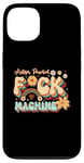 Coque pour iPhone 13 Retro Groovy Flower Citations Autism Powered F ck Machine