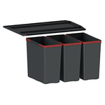 FRANKE | Poubelle de tri des déchets EasySort 600-3-0 (121.0494.192) | Containers : 3 x 14.5L | Couleur : Noir