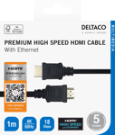 DELTACO Premium High Speed HDMI-kabel, 4K@60Hz, 1m, svart