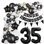 Noir Décoration 35 Ans anniversaire Ballon Anniversaire 35 ans Homme 35 Ans Arche Ballon anniversaire Femme Ballon 35 Ans anniversaire Argent Noir Ballons Guirlande 35 ans Femme Homme