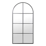 DRW Miroir de fenêtre Murale en métal et arrière en Bois MDF Noir 80 x 3 x 160 cm, INT. 77 x 157 cm