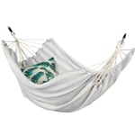 Relaxdays - Hamac 300kg, 2 Personnes, Jardin Extérieur, Suspendu, Coton, Transportable, 150 x 272 cm, gris-blanc