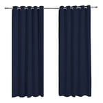 Sleepdown Ultra Soft Eyelet Blockout Curtains Thermal Insulated for Bedroom and Living Room 90 x 72 Inch Navy Blue 2 Panels, 5056242836322