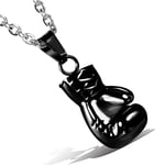 Cupimatch Gothic Punk Silver Tone Stainless Steel Boxing Glove Pendant Necklace with 22" Chain Cool Christmas Valentine Gift for Men Teens (Black)