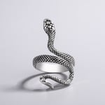 Silver Snake Ring för kvinnor Vitguldpläterad Vintage Punk Finge