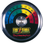 Analog Thermometer - Terrarium Temperature Black 5 cm - Matelijat - Lämmitys matelijoille - Analoginen ja digitaalinen lämpömittari - Exoterra