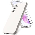 Vansdon Coque Compatible avec Samsung Galaxy A35 5G, 2 Film de Protection en Verre trempé, Housse Souple en TPU en Silicone Liquide, Housse en Caoutchouc Antichoc - Stone