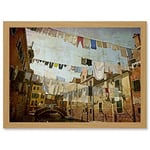 Artery8 Clotheslines Venice Washing Line Laundry By Cityscape A4 Artwork Framed Wall Art Print