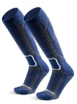 WEIERYA Chaussettes de Ski Homme - Chaussettes de Ski en Mérinos,Respirantes et Confortables,Idéales pour Ski,Snowboard et Sports d'Hiver,Bleu（45-48） 2 Paires