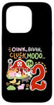 Coque pour iPhone 15 Pro Oink Baa Moo I'm 2 Farm Animals 2ème anniversaire 2 ans