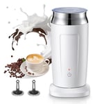 HOUSNAT Mousseur à Lait Electrique 4 en 1, Chauffe-lait 500 W 240 ml, Mousseurs de Lait Automatiques Chaud et Froid pour Latte, Cappuccino, Chocolat Chaud, 2 Rotors, Revêtement Antiadhésif, Blanc