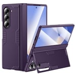 spoovcto for Samsung Galaxy Z-Fold-6 Phone Case: with HD Screen Protector, Hidden Kickstand, Hinge Protection, Support Wireless Charging, for Samsung Z Fold 6 Case (Purple, HD Screen)