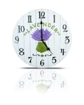 Lavender Garden Clock Outdoor Outside Indoor Wall Kitchen 27cm House Gift Purple