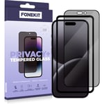 FoneKit Privacy+ Full Cover -panssarilasi, iPhone 16 Pro Max, musta