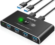 Switch Usb 3.0,Commutateur Usb Kvm Switch 4 Ports Pour 2 Pcs,2 Ordinateurs Partageant 4 Périphériques,Haute Vitesse 5 Gbps,Commutateurs Kvm Pour Souris,Clavier,Scanner Avec 2 Câbles Usb