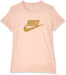 Nike W NSW Tee Essntl Icon Futura T- T-shirt Femme - Rose ( washed coral/Club gold ) - 2XL