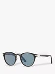 Persol PO3108S Men's Oval Sunglasses, Black/Blue