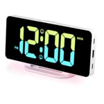 CHEREEKI Alarm Clock, Alarm Clocks Bedside Mains Powered with Night Light RGB, USB C Charging Port, Dual Alarms and 3 Alarm Modes for Heavy Sleepers, Kids, Teens, Elder(Adapter Included)