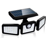 Litzee - Lampe Solaire De Sécurité à Détecteur De Mouvement, Spot Mural Extérieur Puissant Avce 3 Têtes,550 lm