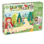 Goula - Puzzle XXL Red Riding Hood - Puzzle grand format et marionnettes à doigts - sur le thème du petit chaperon rouge - 30 pièces - A partir de 3 ans