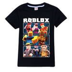 Pojkar Flickor Sommar Casual Kortärmad T-shirt Roblox Barn T-shirt Bomulls T-shirt Svart 160cm