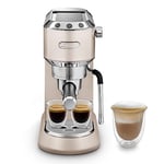 De'Longhi Dedica Arte EC 885.​BG Machine à expresso avec buse MyLatterArt en mousse de lait, design compact, 15 cm de large, réservoir d'eau de 1 litre, tampons E.S.E Beige