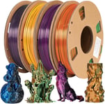 Filament en soie 1,75 mm PLA Tri Color Coloré, pour imprimante 3D, filament PLA extrusion trois couleurs, bobine 250 g x 4