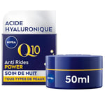 NIVEA Q10 Power Soin de Nuit Raffermissant (1x50 ml), crème anti rides avec Q10 Pur & Acide Hyaluronique, crème anti-âge booster de collagène, crème hydratante visage tous types de peaux