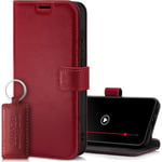 SURAZO Étui de Protection pour Samsung Galaxy S24 FE - Pliable en Cuir véritable - avec Aimant, Compartiment pour Cartes, Protection RFID, Fonction Support - Étui à Rabat en Cuir - Rouge Costa