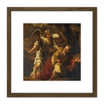 Ferdinand Bol Biblical Scene Angel Painting 8X8 Inch Square Wooden Framed Wall Art Print Picture with Mount