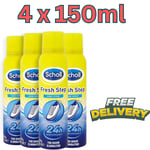 Scholl Fresh Step Shoe Spray 24h Protection Odour Foot Deodoran 1x150ml -4x150ml