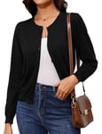 Irevial Gilet Boléro Femme Cardigan léger à Manches Longues, Col Rond Décontracté Boutons et Design Uni Manteau Tricoté Élégant Noir，XL