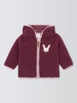 John Lewis Baby Bunny Borg Hoodie, Berry