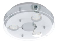 Eglo Cabi - Taklampe - Led-Pære For Søkelys X 3 - Gu10 - 3 W (Ekvivalent 23 W) - Klasse A+ - Varmt Hvitt Lys - 3000 K - Blank, Krom, Satenghvit