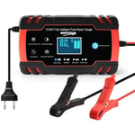 Laoa - Chargeur de batterie de voiture 8A 12V/24V, portable avec écran lcd, adapté aux voitures, motos et camions (noir, rouge)( Il est interdit de