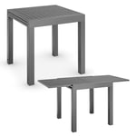 Juskys Table de Jardin Laki de, 70×70 cm, Extensible - Table en Aluminium avec rallonge - Grand Plateau de Table - Table en Aluminium Meuble pour Balcon Meuble de Jardin Anthracite