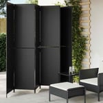 vidaXL Room Divider 6 Panels Black Poly Rattan NEW