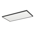 Eglo Plafonnier LED en saillie Rovito, lampe de plafond rectangulaire, éclairage pour salle de bains en plastique noir et blanc, blanc chaud - blanc froid, IP44, 57x30 cm