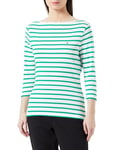 Tommy Hilfiger Women Long-Sleeve T-Shirt Slim Boat Neck, Multicolor (Breton Ecru/Olympic Green), XXL