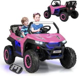 Voiture électrique Enfants 2 Portes avec Télécommande Lumières et Musique 12V Quad Buggy Rose